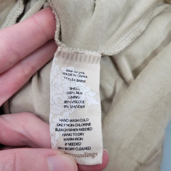 Soft Surroundings Women's Gold Shimmery 100% Silk Boho Tank Tunic Top Size XS - Picture 9 of 10